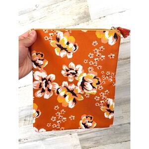 Rachel Pally Women Orange Yellow Floral Boho Reversible Fold Over Clutch Bag NEW
